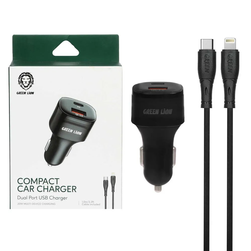 Green Lion Compact Car Dual Port USB Charger 20W