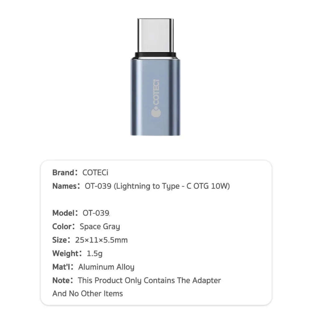 COTECi OTG Adapter Lightning to Type-C - 10W