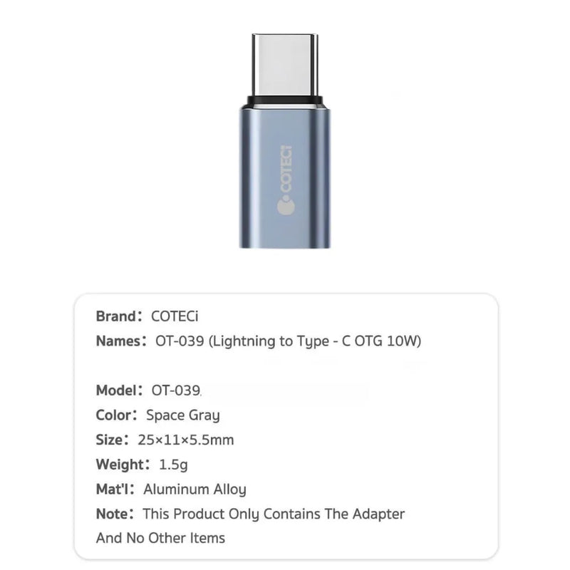 COTECi OTG Adapter Lightning to Type-C - 10W-2