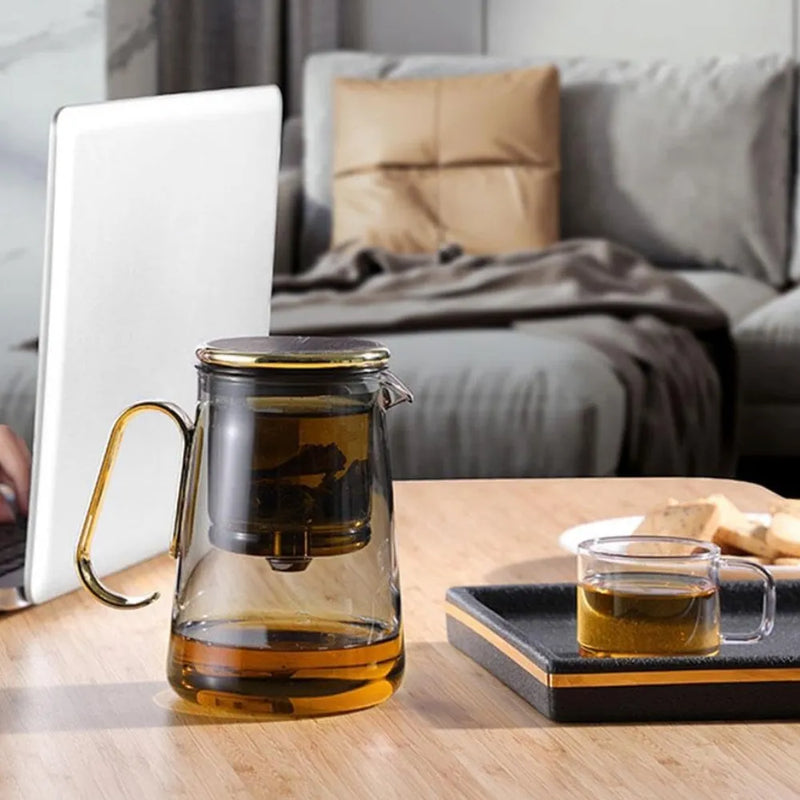 Bonston Glass Tea Pot with Magnetic Infuser, Rotating Magnetic Knob, Heat-Resistant Design & Wooden Handle - 700ML-2