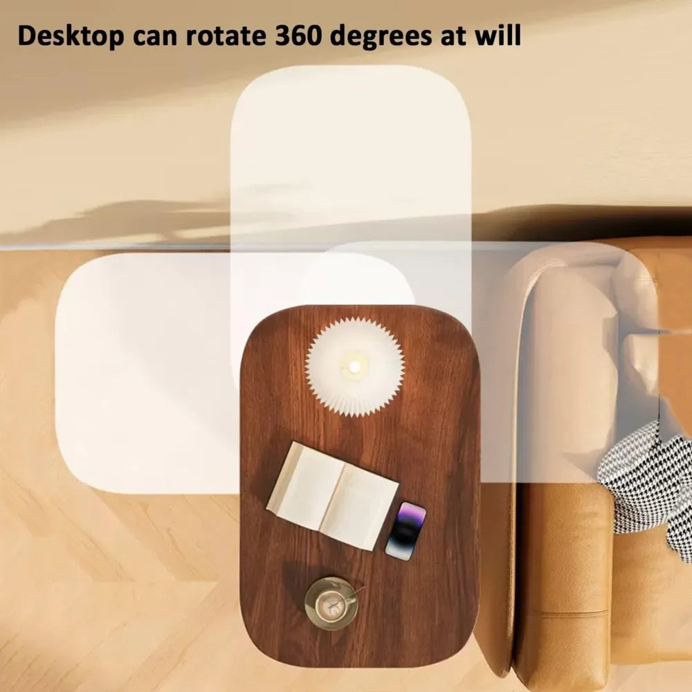Adjustable Height Desk with 360° Flipping Tabletop – Compact Space-Saving MDF & Metal Laptop Table for Home Office, Gaming, Bedside & Study-Black stand