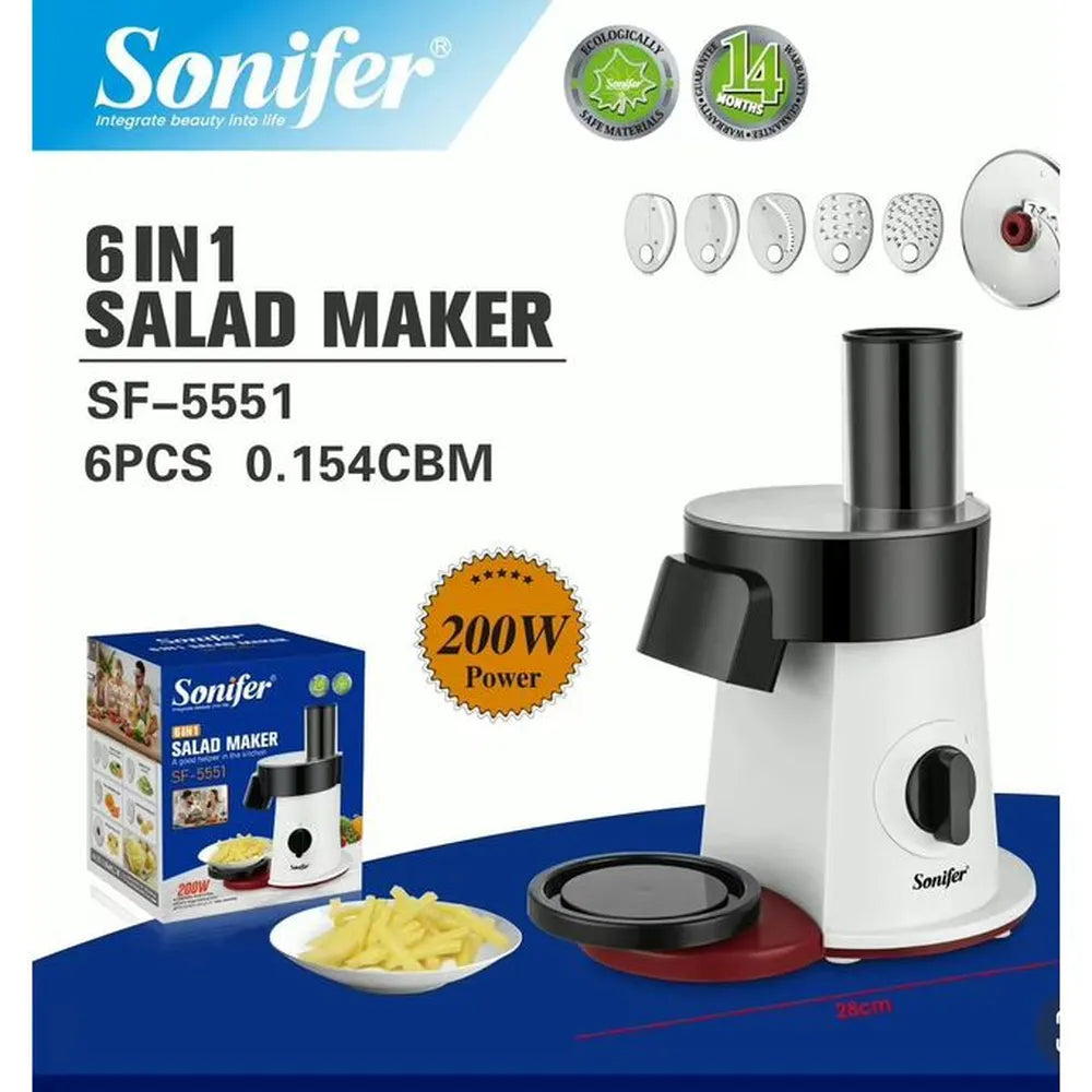 Sonifer 6 in 1 Premium Electric Multiifunctional Salad Machine 200W