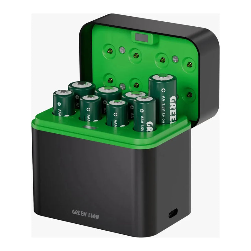 Green Lion Rechargeable 8*Aaa Battery Dock Usb-C - Black-2