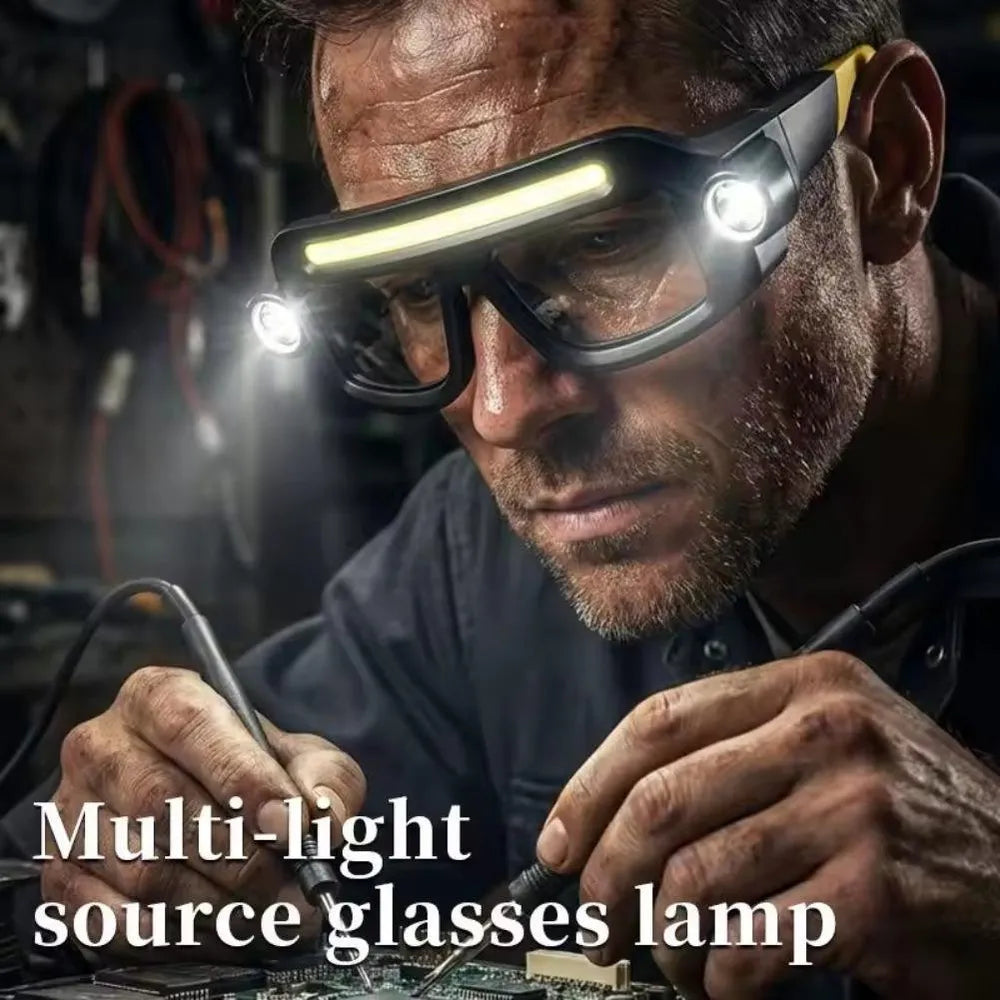 نظارات أمان LED قابلة لإعادة الشحن بخمسة أوضاع إضاءة