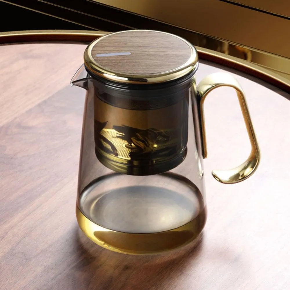 Bonston Glass Tea Pot with Magnetic Infuser, Rotating Magnetic Knob, Heat-Resistant Design & Wooden Handle - 700ML-3
