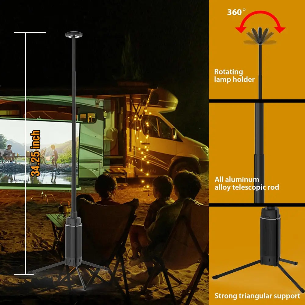 Machfally Portable Camping LED Light with Metal Tripod & 12000mAh USB Rechargeable