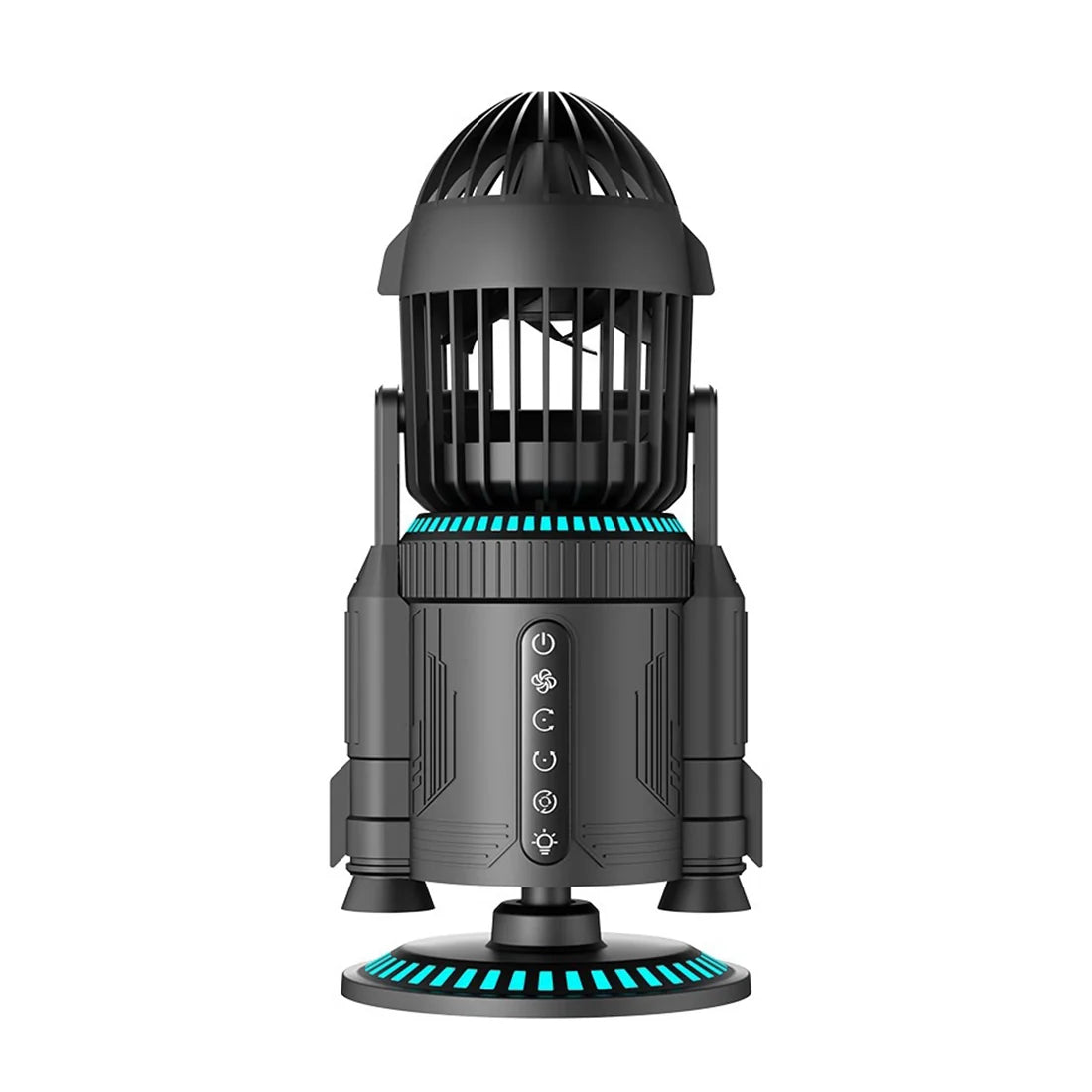 Rocket-Style Desktop Fan with Dual Mist Spray & RGB Light Lamp