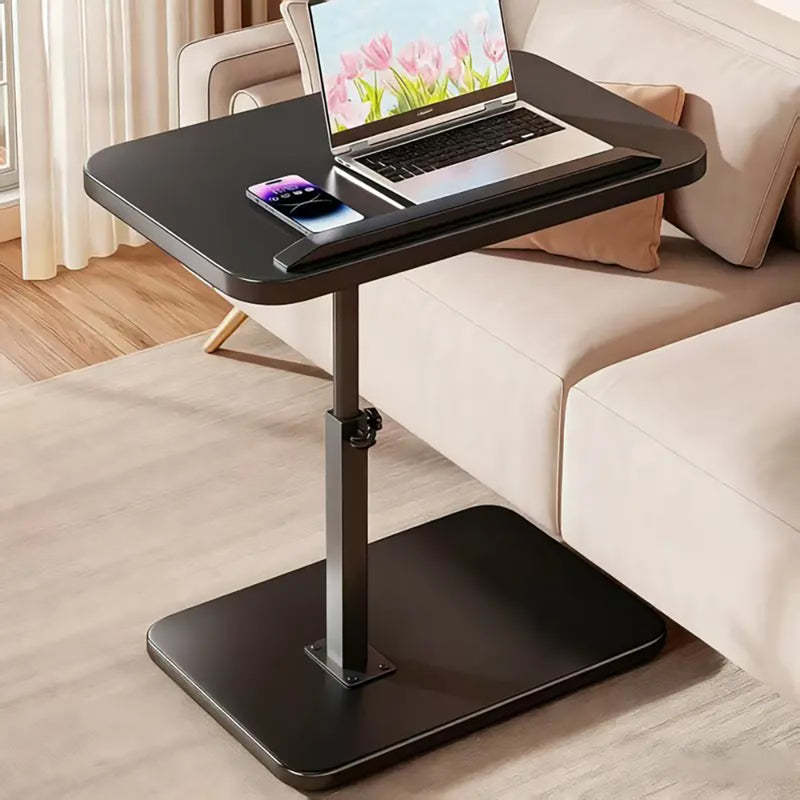 Adjustable Foldable Sofa Side Table Rotating Desktop Height - Black-1