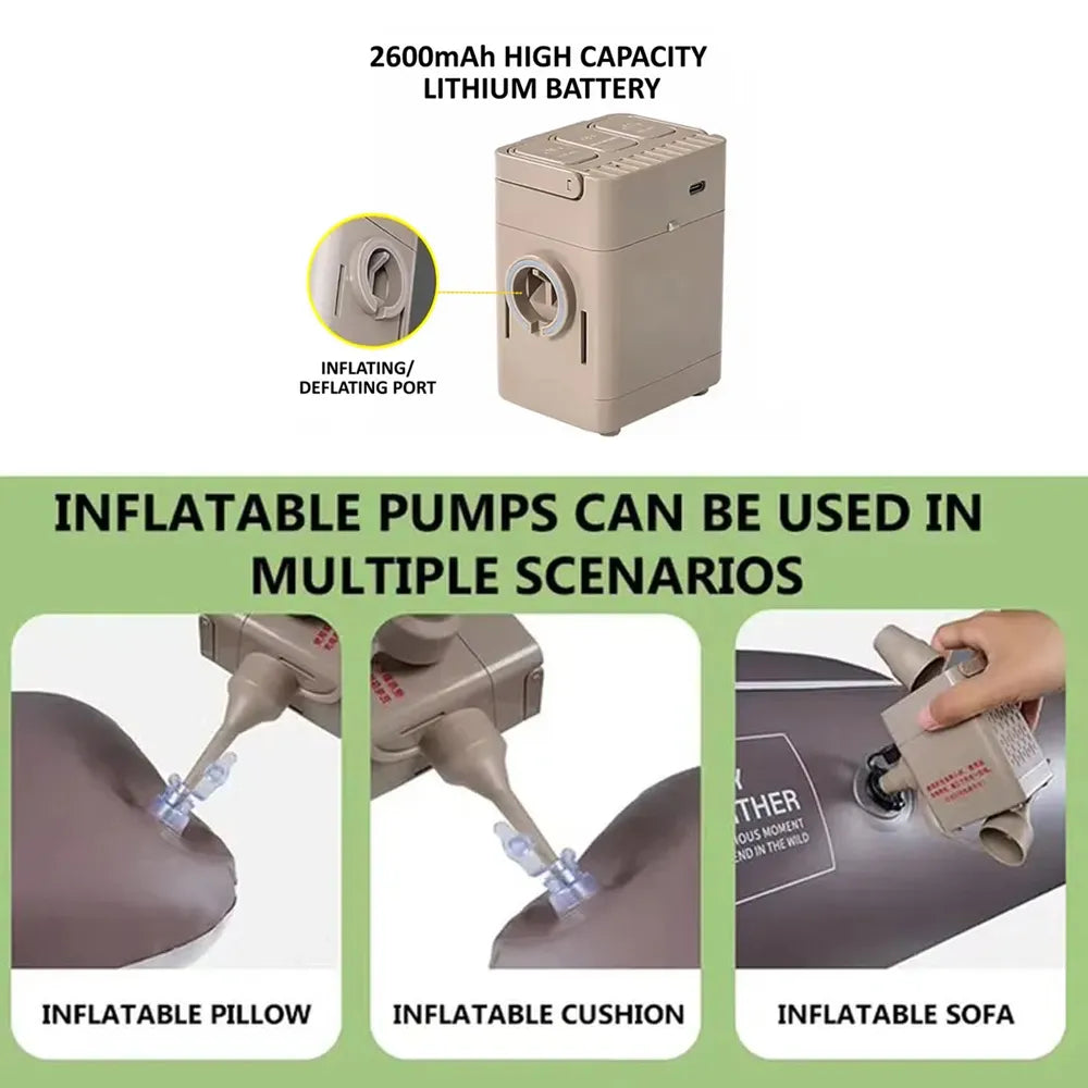 Double Inflatable Air Mattress with Rechargeable Air Pump & Pillows Size 200×150×40 cm