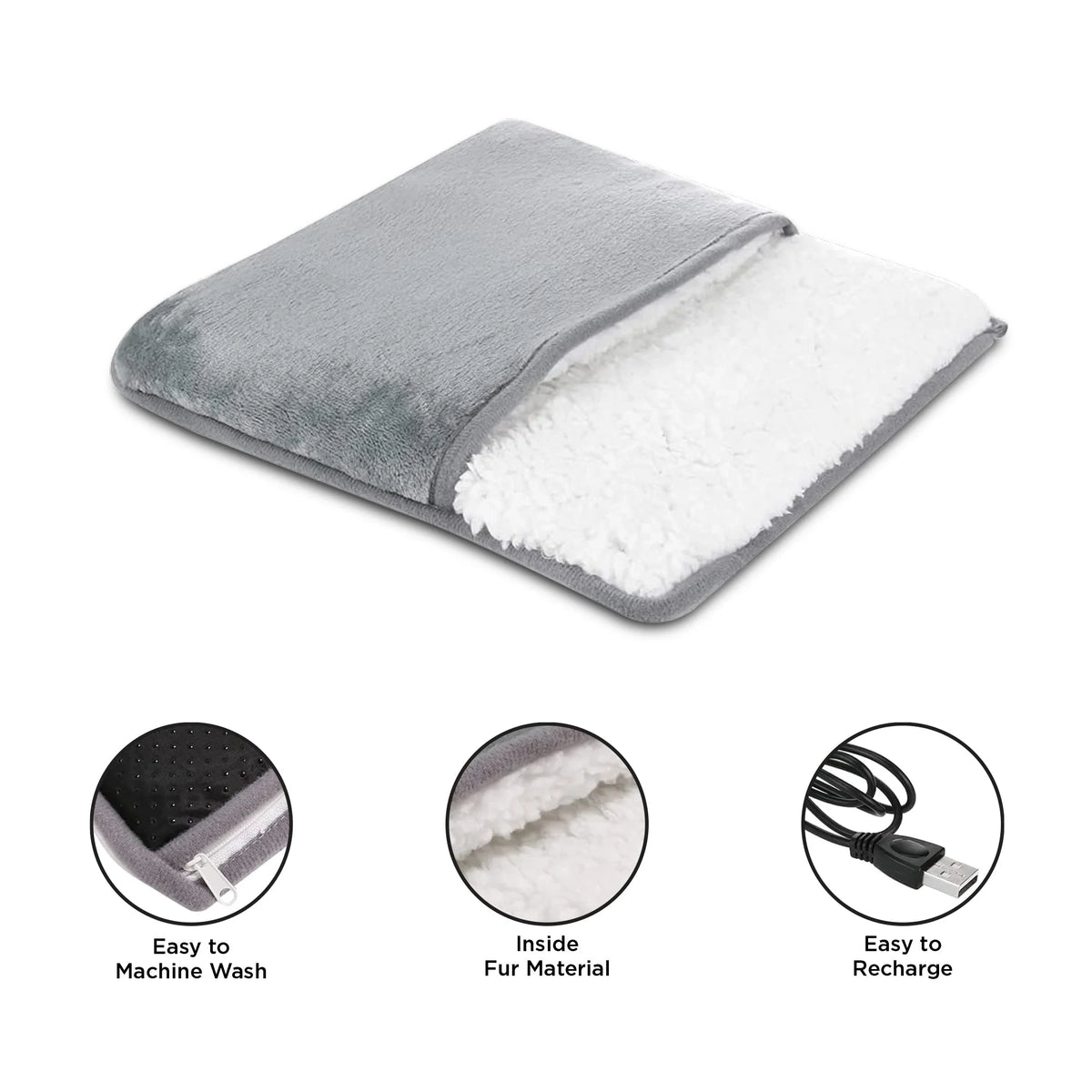 Ultra Plush Heated Foot Warmer - Soft Fleece, Adjustable Heat, Fast Warming-4