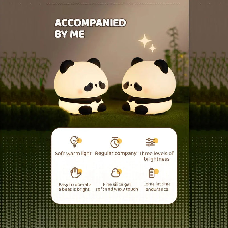 Cute LED Panda Silicone Night Lamp with 3 Levels of Brightness USB Rechargeable-4
