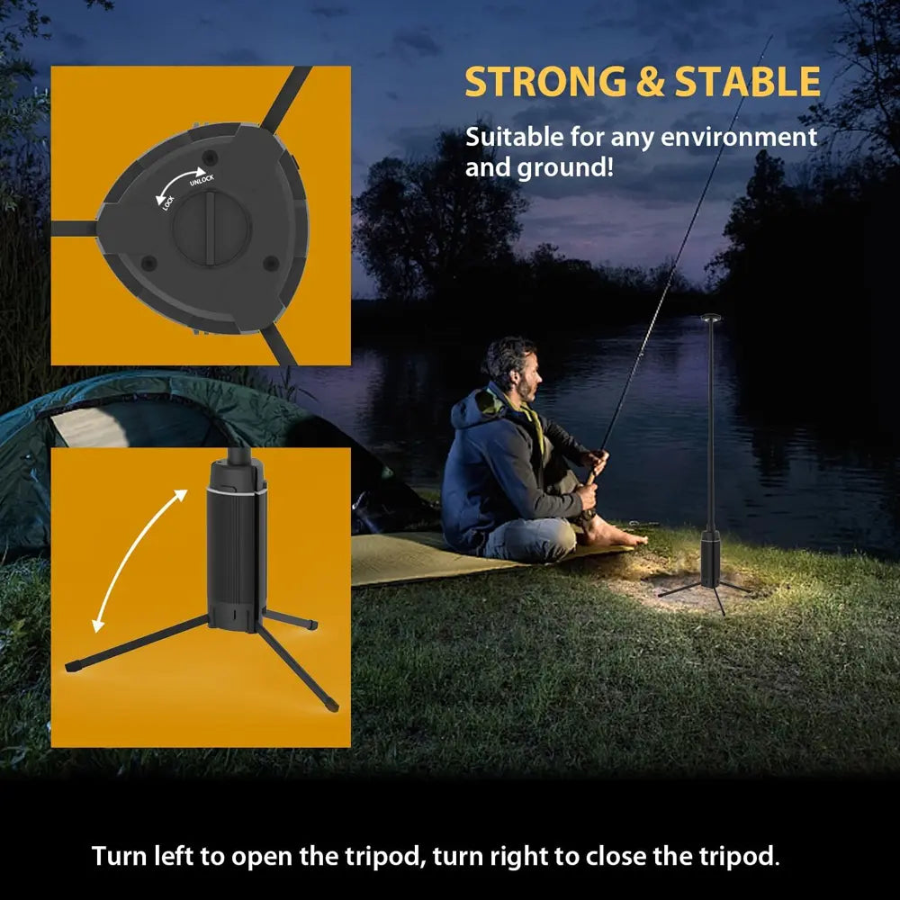 Machfally Portable Camping LED Light with Metal Tripod & 12000mAh USB Rechargeable