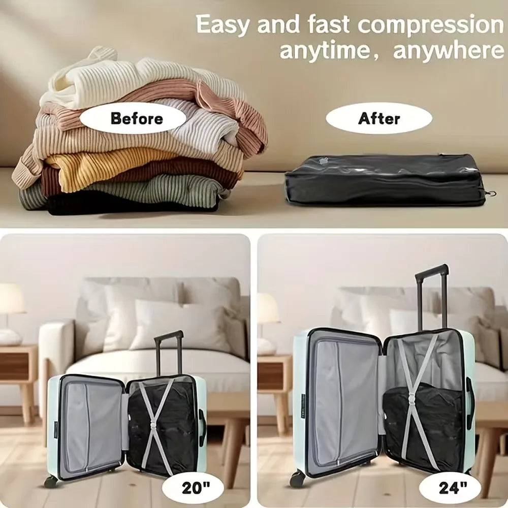 Vacuum Compression Bag, Reusable, No Air Pump Needed, Saving 60% Space