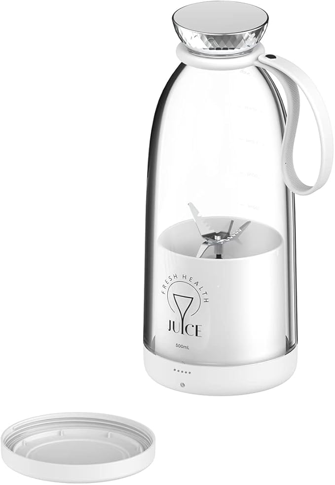 Wireless Mini Portable Blender 4-Blade USB Rechargeable - White-5