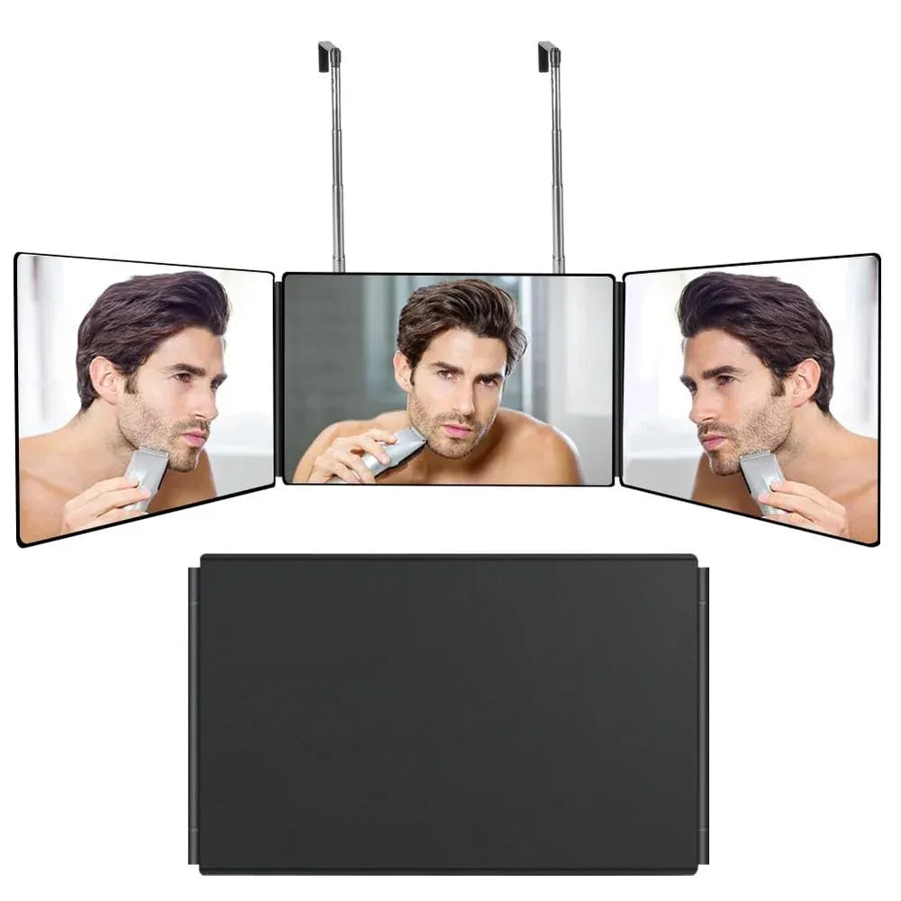Cosmetic 3 Way Trifold Mirror 360° LED Lights USB Rechargeable & Adjustable