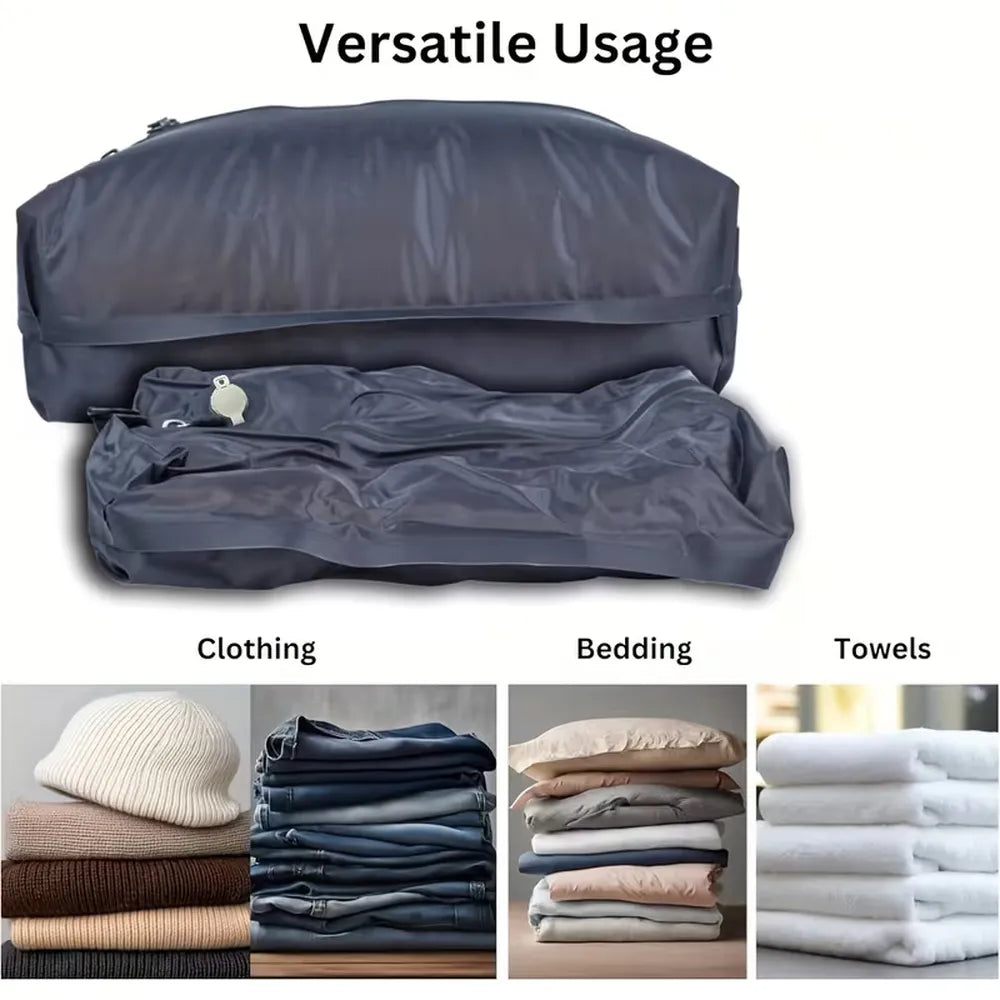 Vacuum Compression Bag, Reusable, No Air Pump Needed, Saving 60% Space