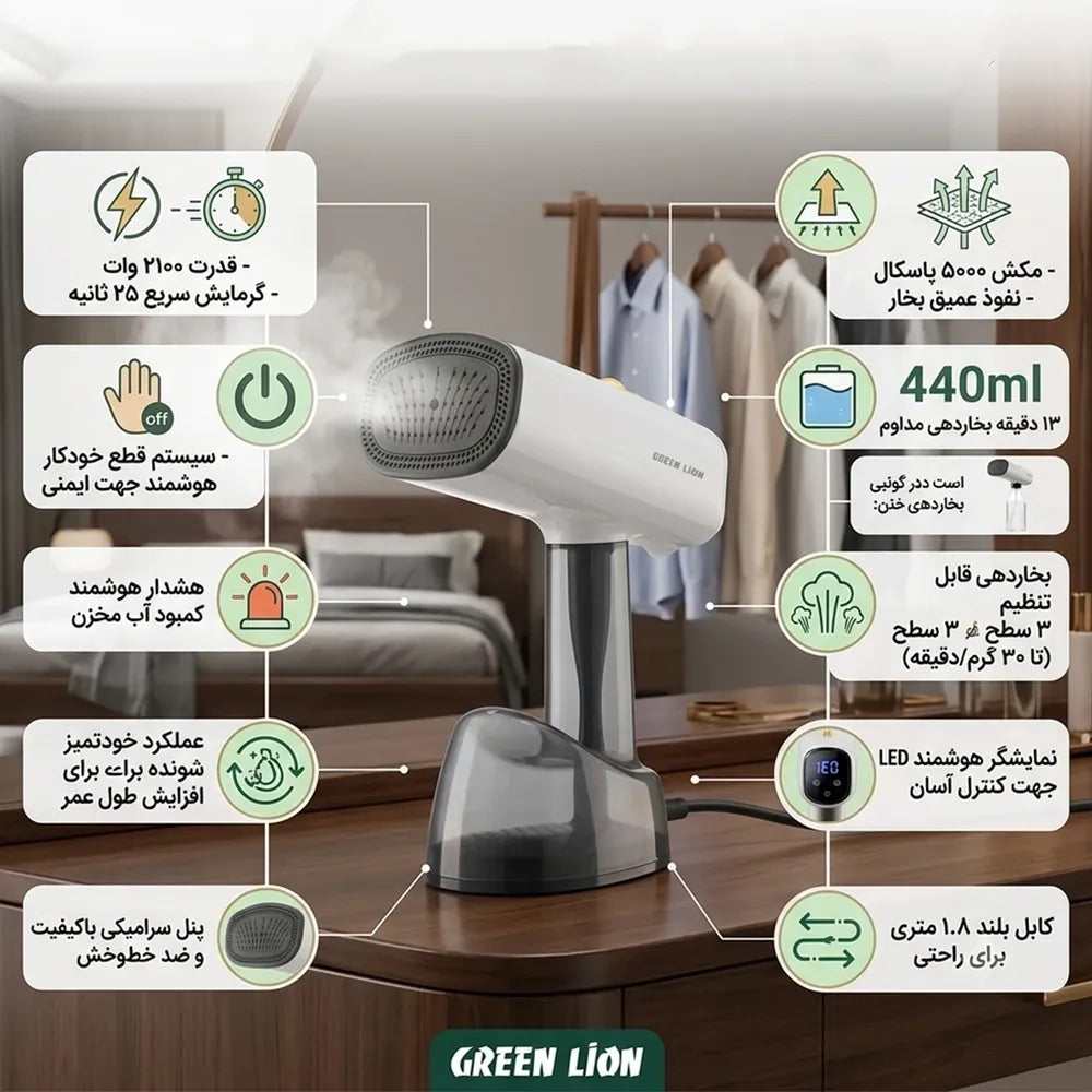 Green Lion 3-in-1 Garment Ultra Suction Steamer