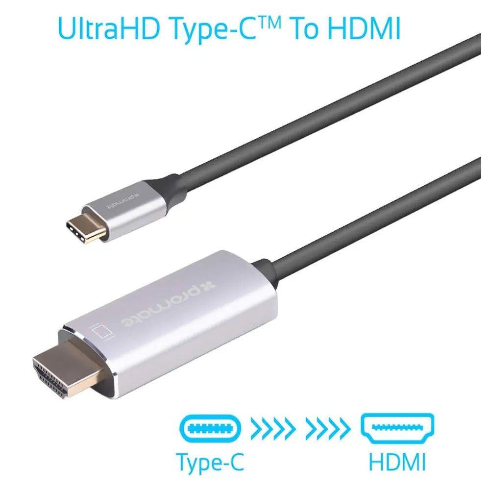 Promate USB-C to HDMI Cable 4K x 2K (60Hz) 1.8M – Grey