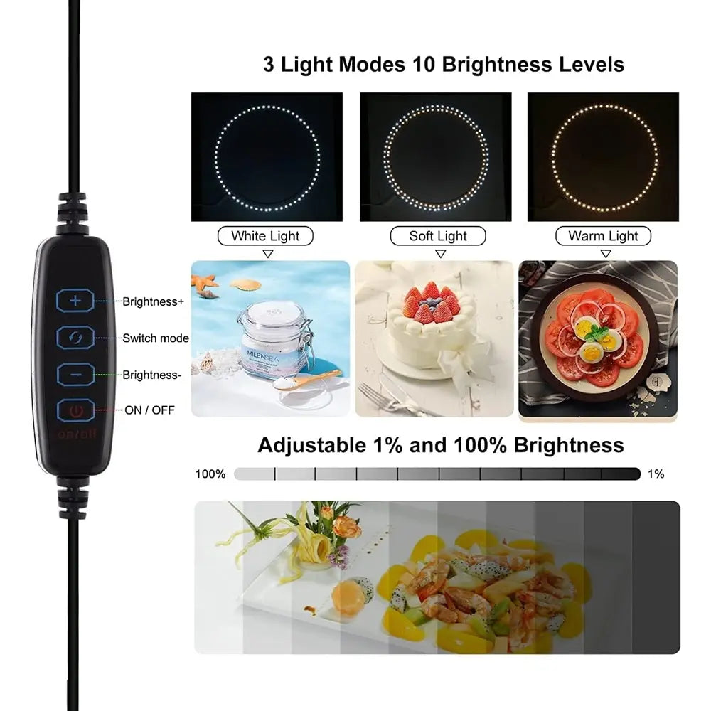 Puluz 40cm Foldable LED Ring Light with Adjustable Brightness - White-5