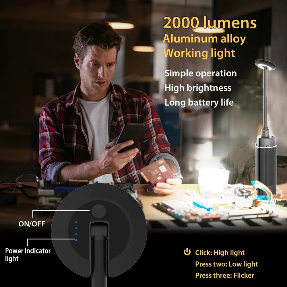 Machfally Portable Camping LED Light with Metal Tripod & 12000mAh USB Rechargeable