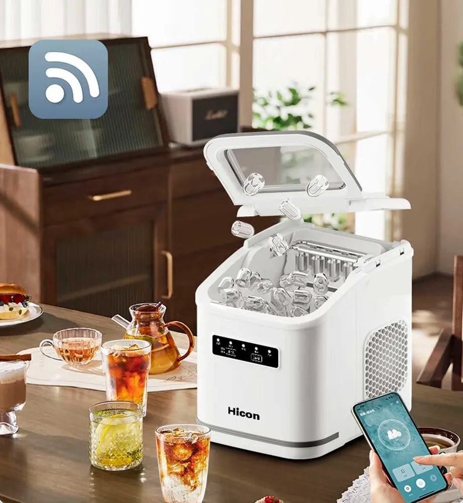 Hicon Ice Maker Machine With Openable Cover Automatic Round Ice Cube Making Household Commercial