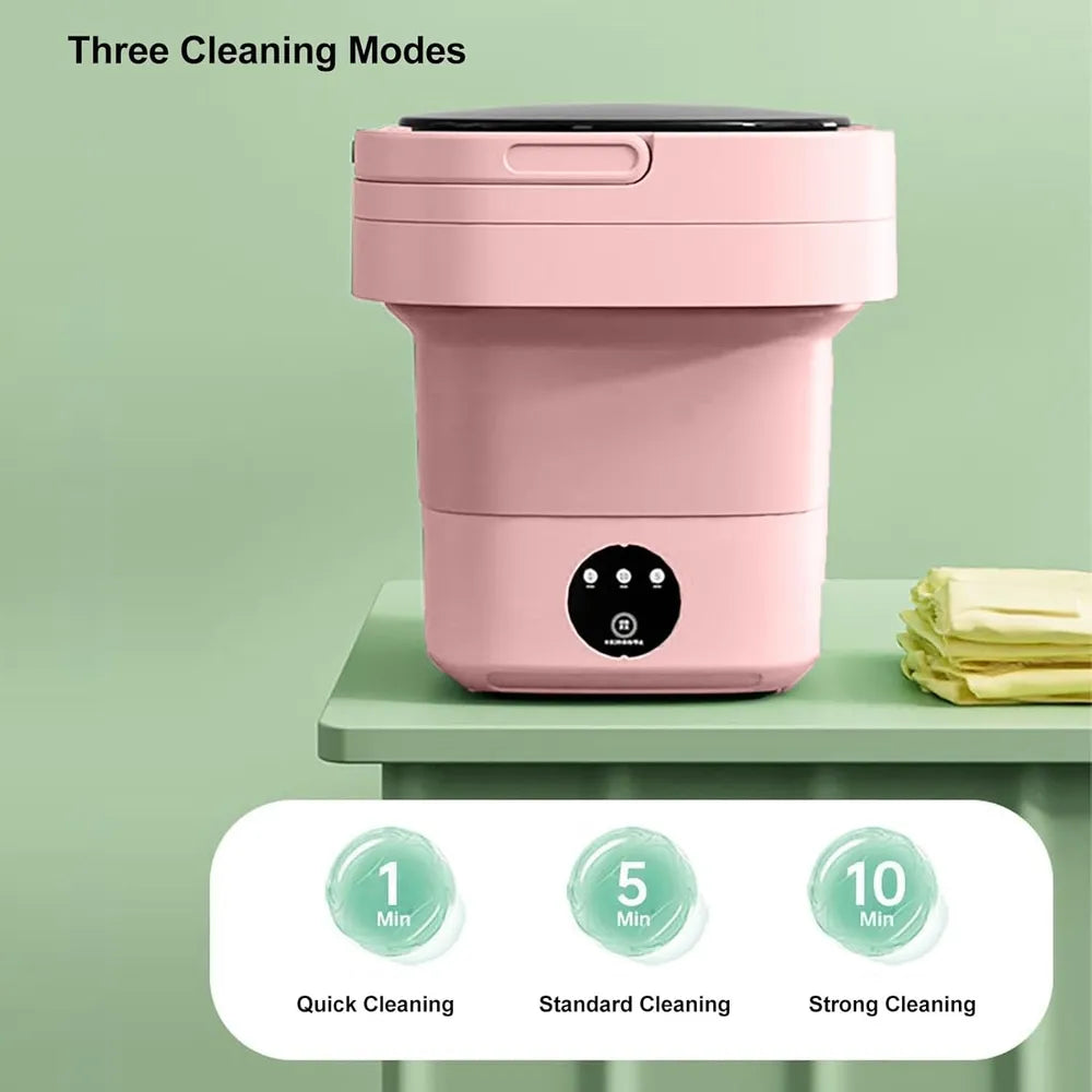 Portable Foldable Mini Washing Machine with 3 Modes 7 Liter Color Pink