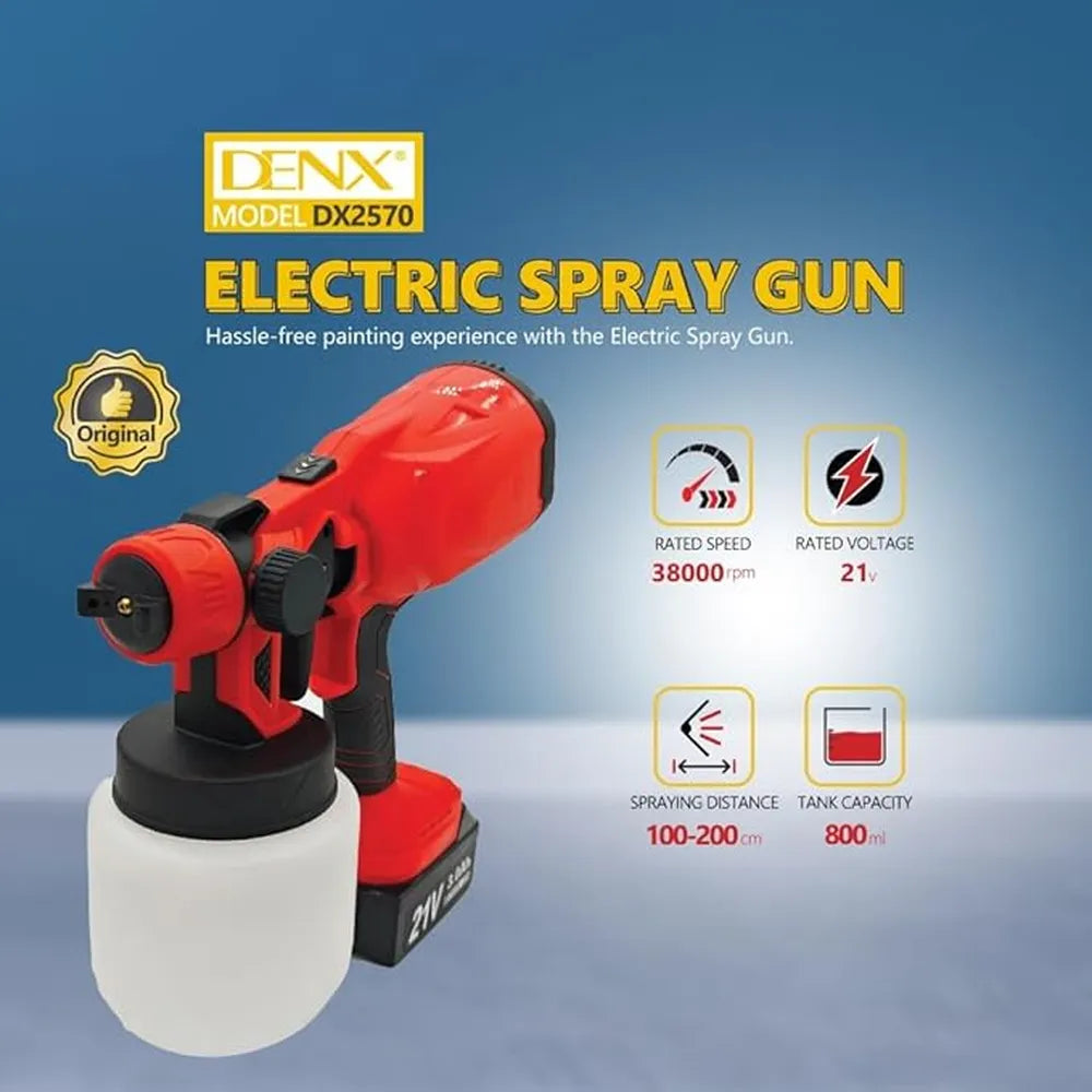 Denx DX2570 21V Cordless Electric Spray Gun-Red