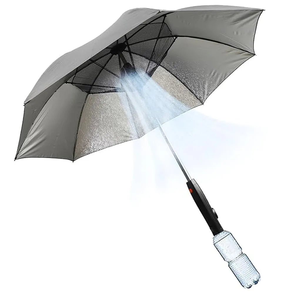 Electric Cooling Fan Umbrella With Water Spray With UV Protection