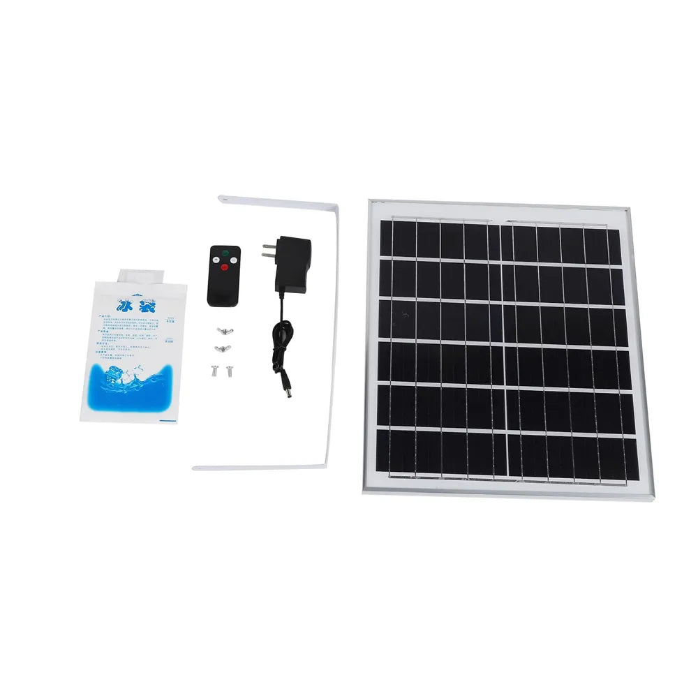Solar Rechargeable Floor Fan 25W with Copper Motor, Remote Control, 3-in-1 Charging, USB Output White