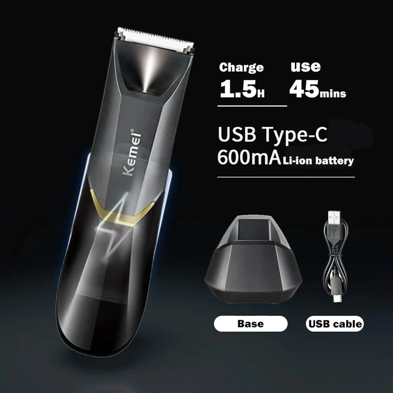 KEMEI Fast Charging Waterproof Body Hair Trimmer-3