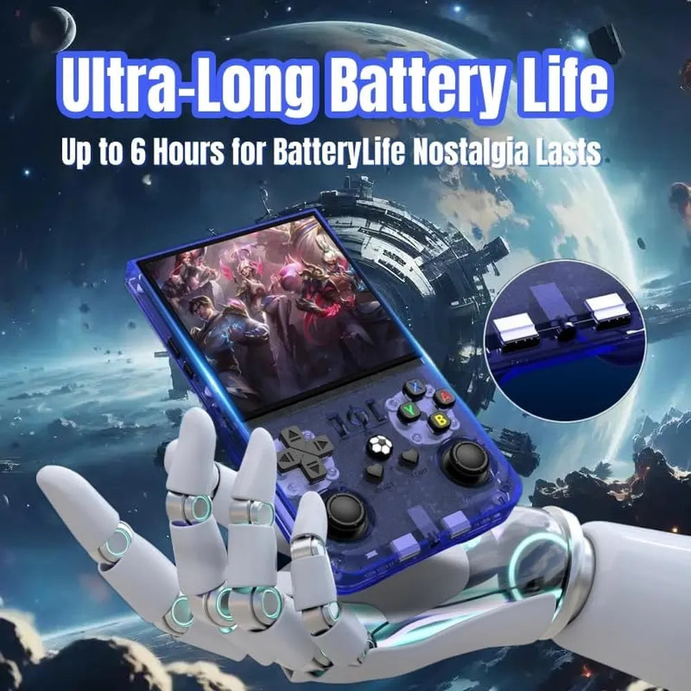 R36MAX Game Console - 64GB Memory, Portable, Blue-2
