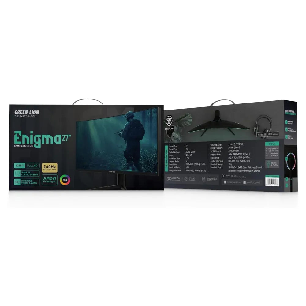 Green Lion Enigma 27" Gaming Monitor - Black
