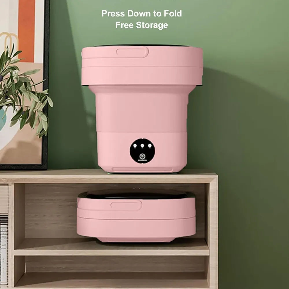 Portable Foldable Mini Washing Machine with 3 Modes 7 Liter Color Pink