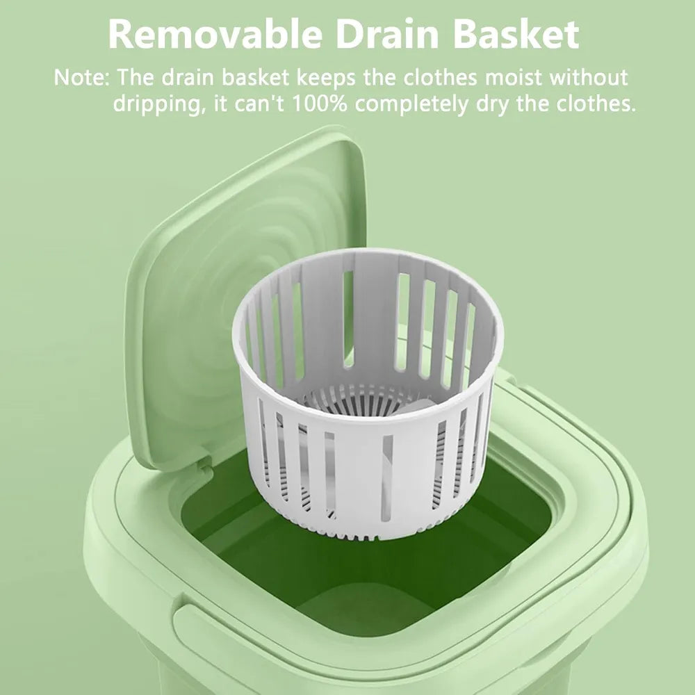 Portable Foldable Mini Washing Machine with 3 Modes – Compact Washer for Travel & Small Items