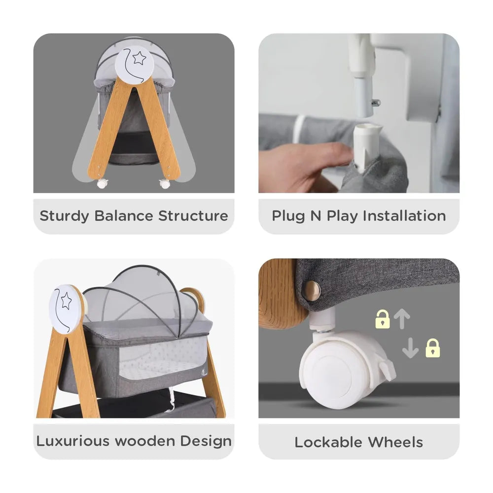 2-in-1 Electric Baby Cradle with Automatic Rocking Feature