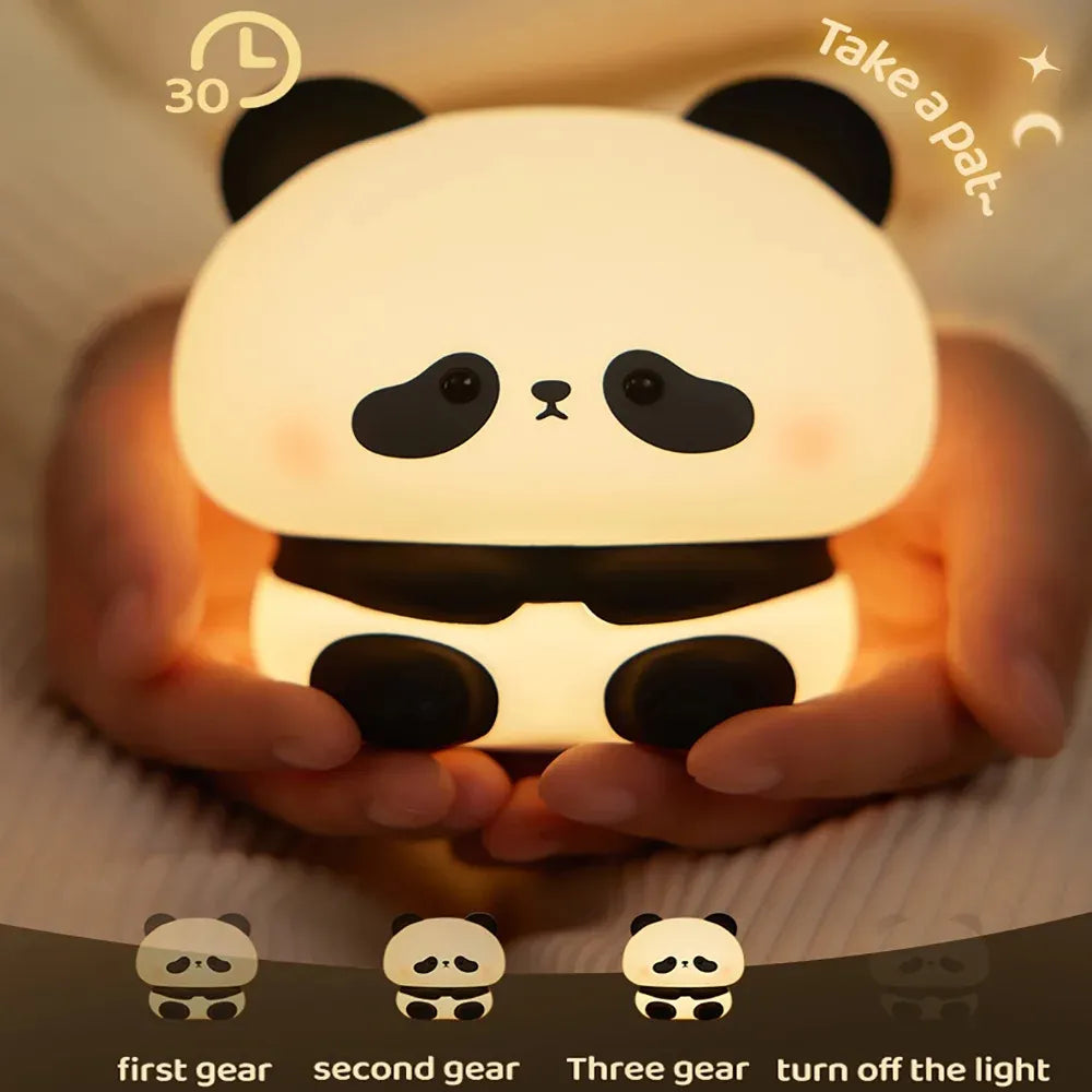 Cute LED Panda Silicone Night Lamp with 3 Levels of Brightness USB Rechargeable