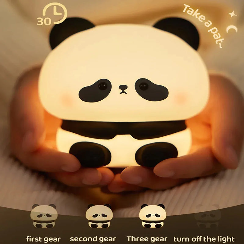 Cute LED Panda Silicone Night Lamp with 3 Levels of Brightness USB Rechargeable-6