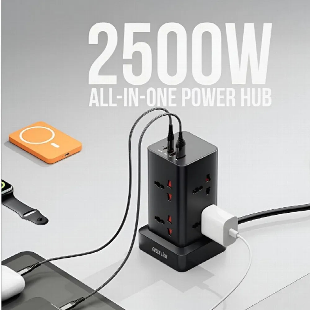 Green Lion Power Tower Multi-Port Strip - 2500W