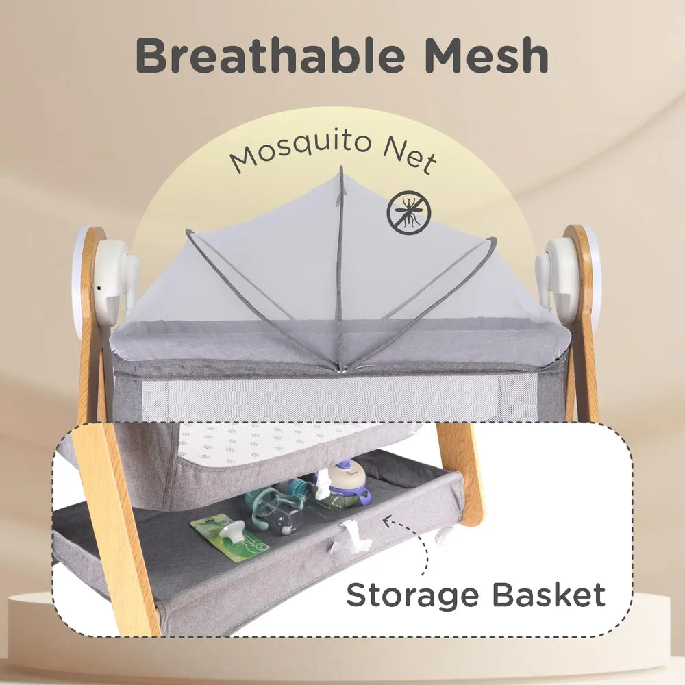 2-in-1 Electric Baby Cradle with Automatic Rocking Feature