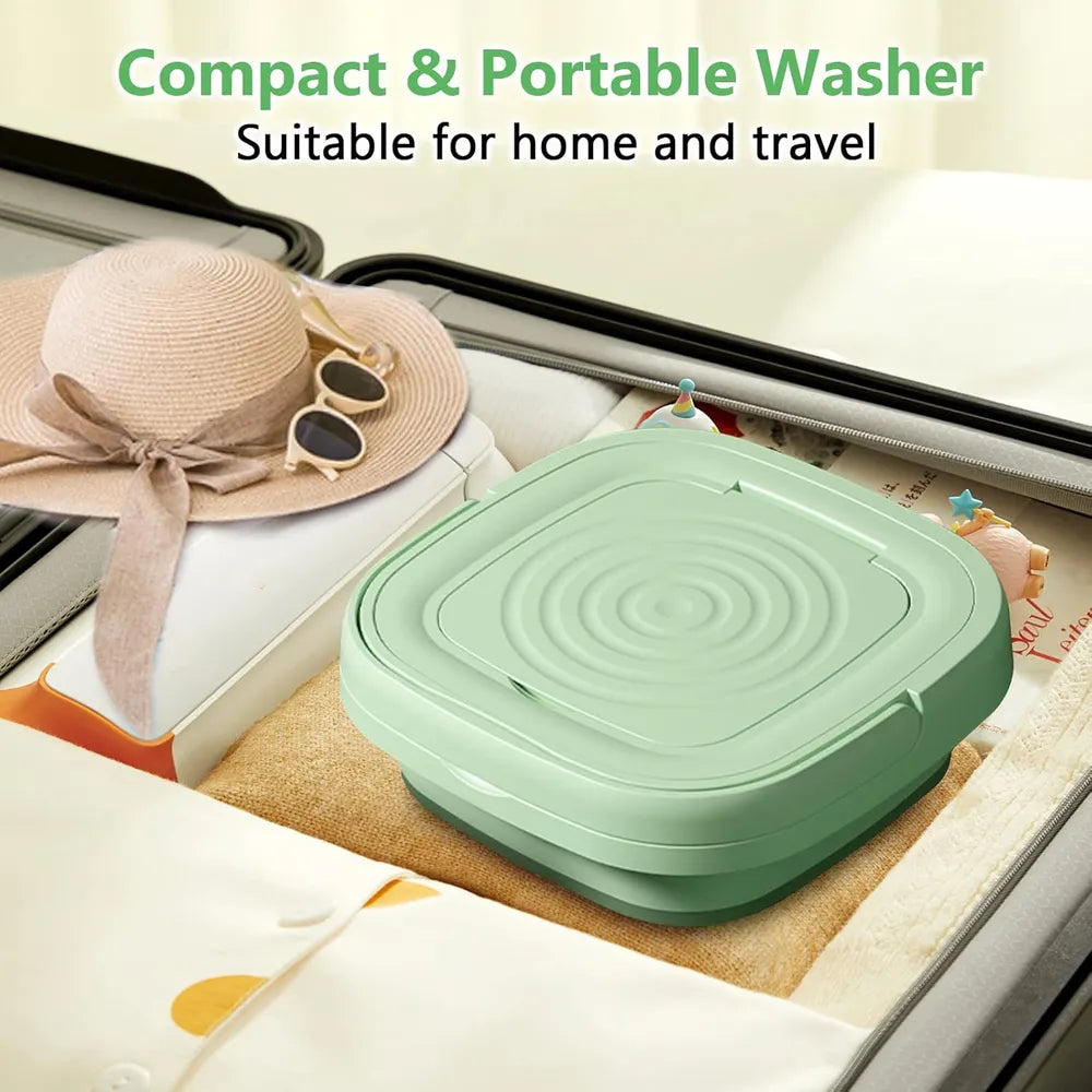 Portable Foldable Mini Washing Machine with 3 Modes – Compact Washer for Travel & Small Items