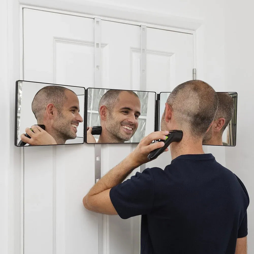 Cosmetic 3 Way Trifold Mirror 360° LED Lights USB Rechargeable & Adjustable
