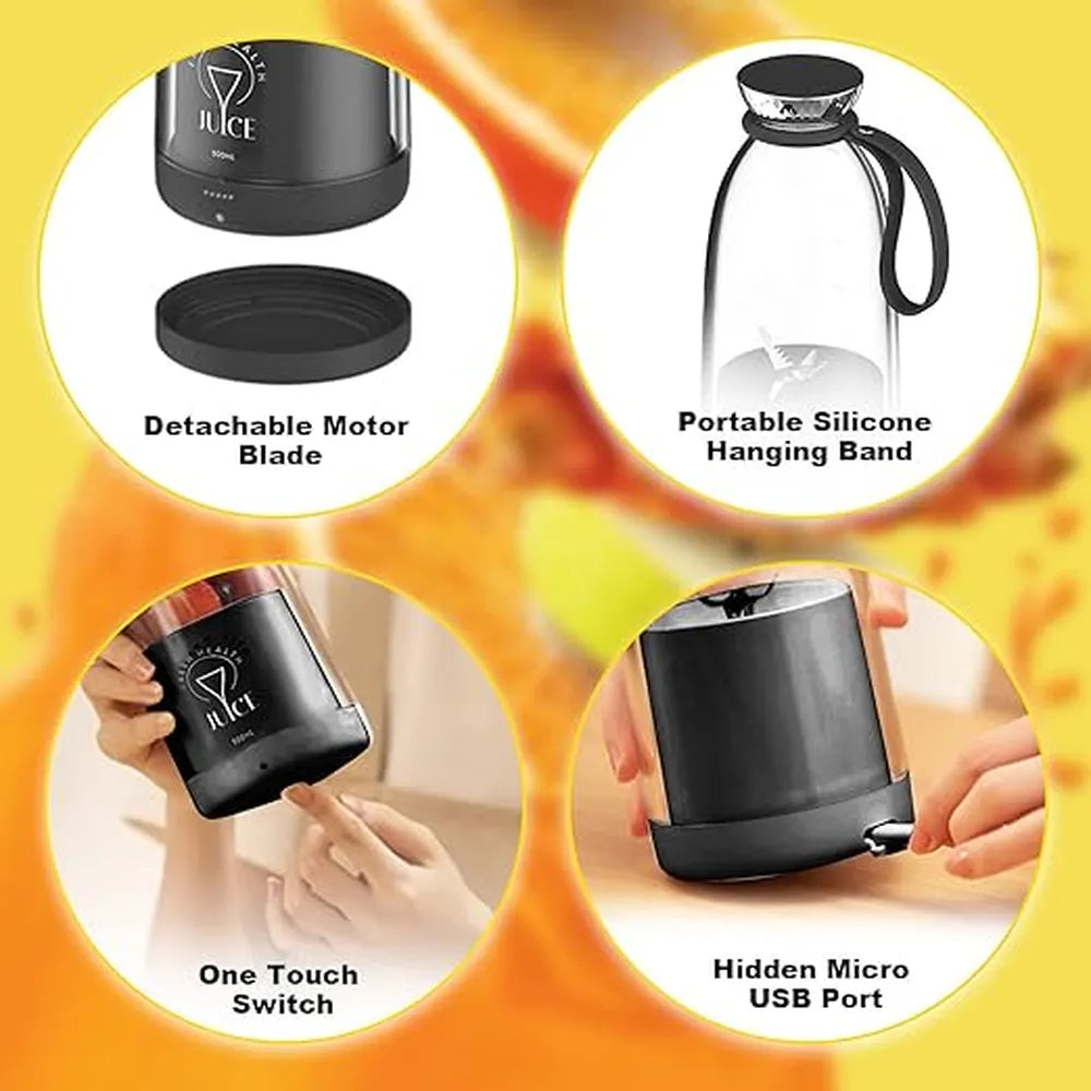 Portable Mini Fruit Blender-350ml - Black-5