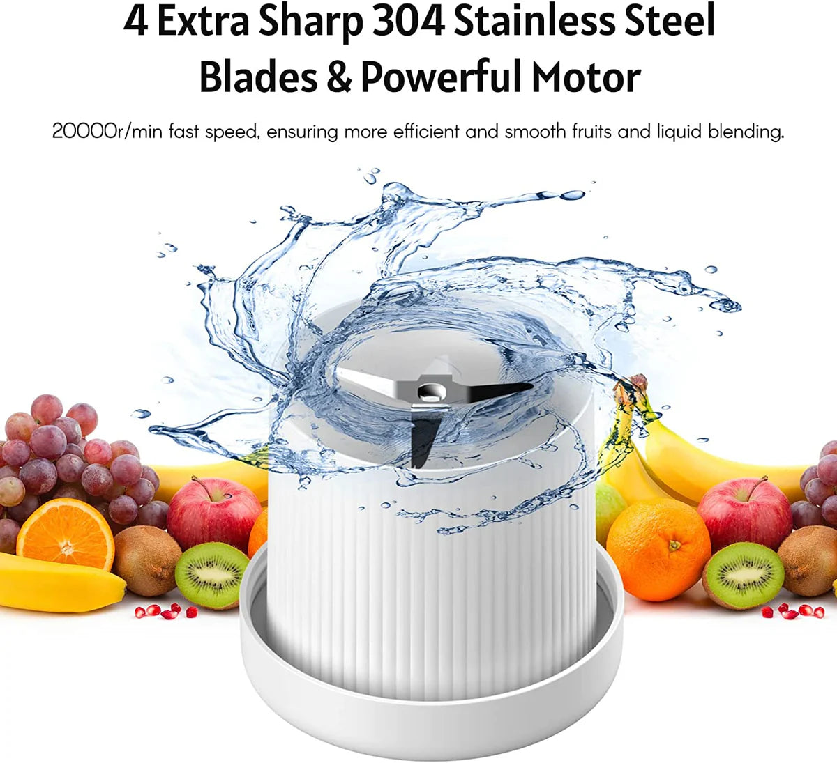 Portable 4 Blades Rechargeable Glass Blender 350ml 1400mAh Battery USB Rechargeable - Pink-3