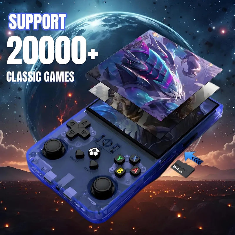 R36MAX Game Console - 64GB Memory, Portable, Blue-6
