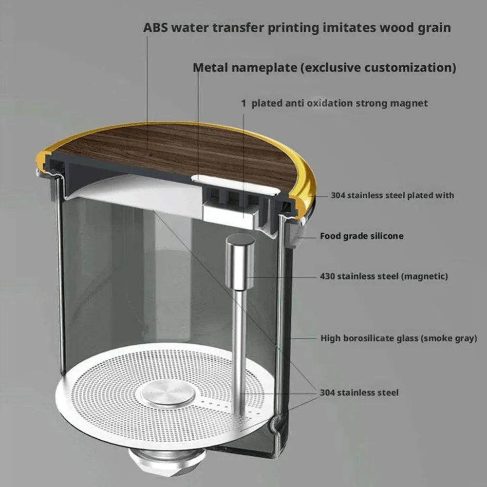 Bonston Glass Tea Pot with Magnetic Infuser, Rotating Magnetic Knob, Heat-Resistant Design & Wooden Handle - 700ML-7