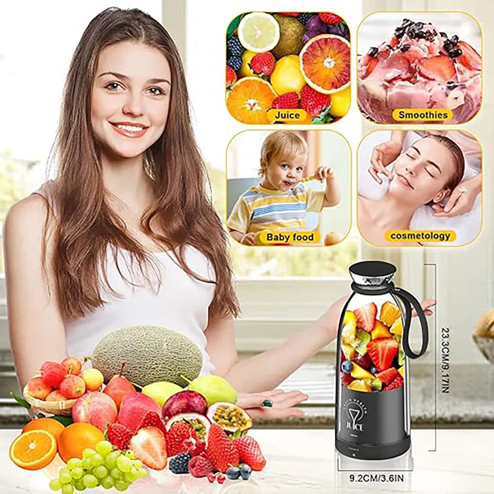 Portable Mini Fruit Blender-350ml - Black
