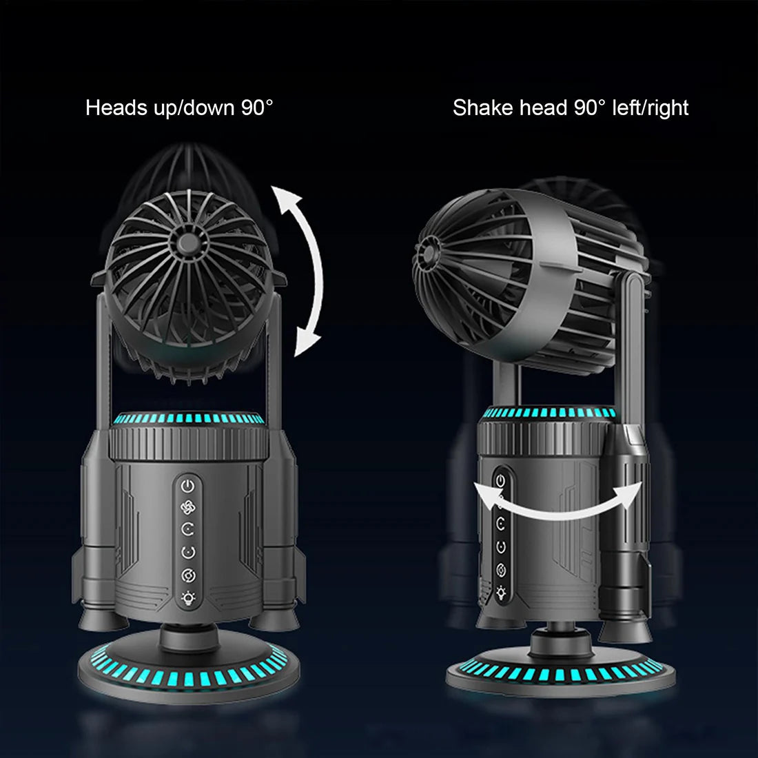 Rocket-Style Desktop Fan with Dual Mist Spray & RGB Light Lamp