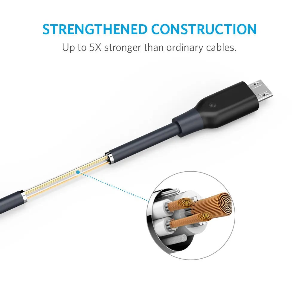 Anker Powerline Micro USB Cable 3FT 0.9m With Universal Compatibility - Black