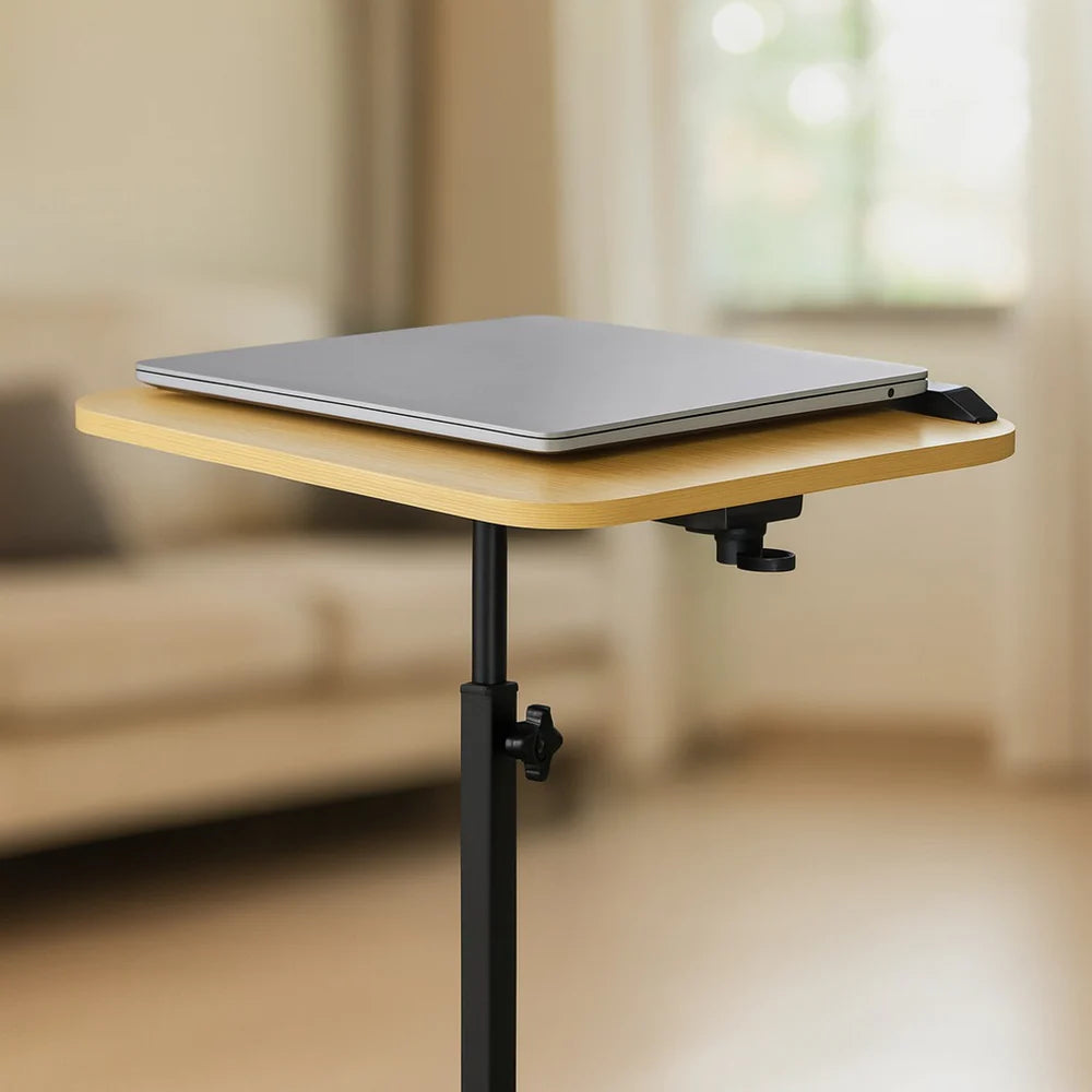 Adjustable Height Desk with 360° Flipping Tabletop – Compact Space-Saving MDF & Metal Laptop Table for Home Office, Gaming, Bedside & Study-Black stand