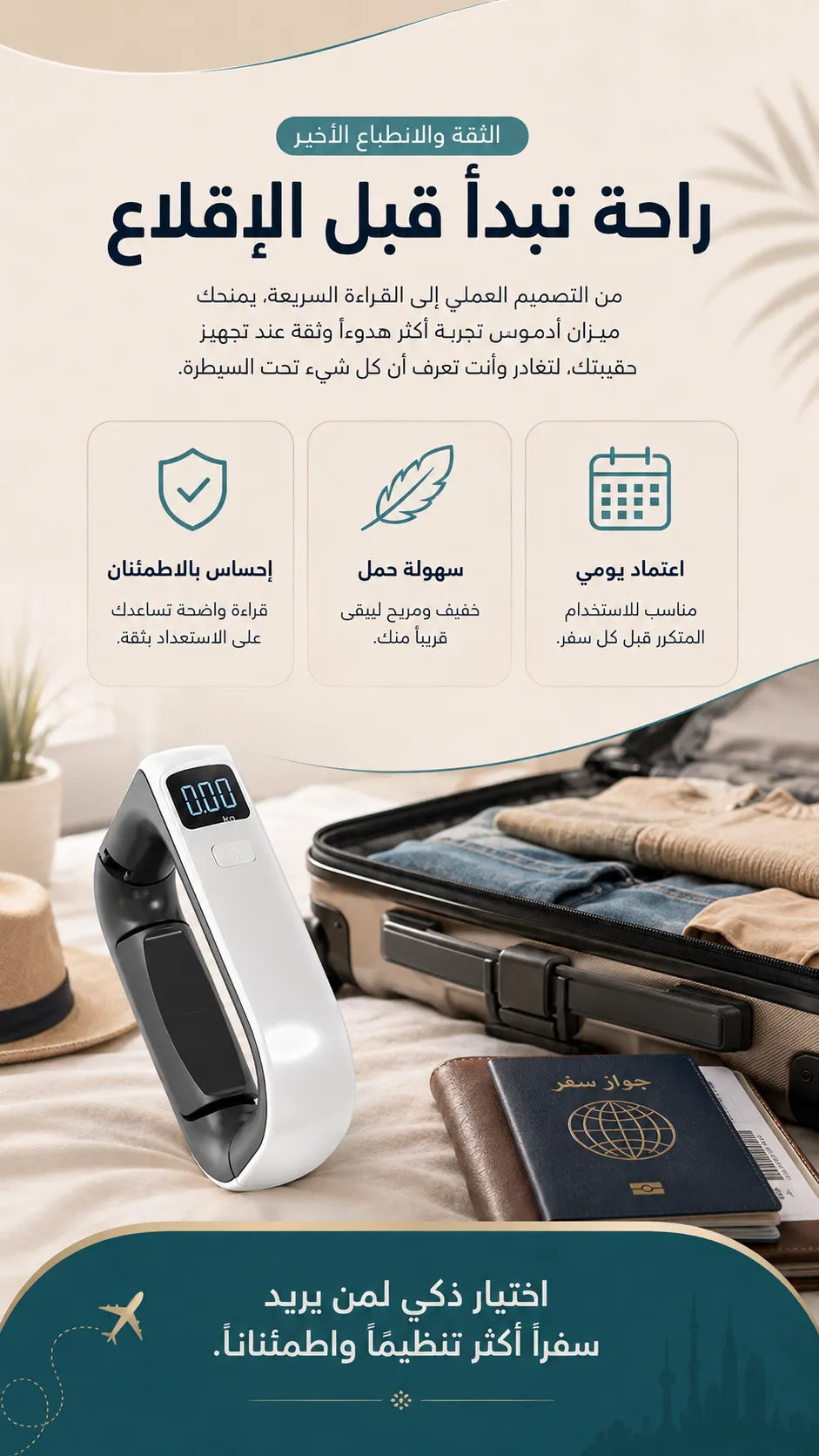 Admos Digital Luggage Scale - 50kg Capacity, Electronic, Portable